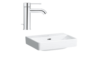 Weißes Handwaschbecken LAUFEN Pro S, 45x34 cm und Grohe Essence Armatur in chrom, Freisinger Anger.