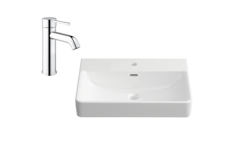 Weißer Keramikwaschtisch LAUFEN Pro S, 60x46,5 cm und Grohe Essence Armatur in chrom, Freisinger Anger.